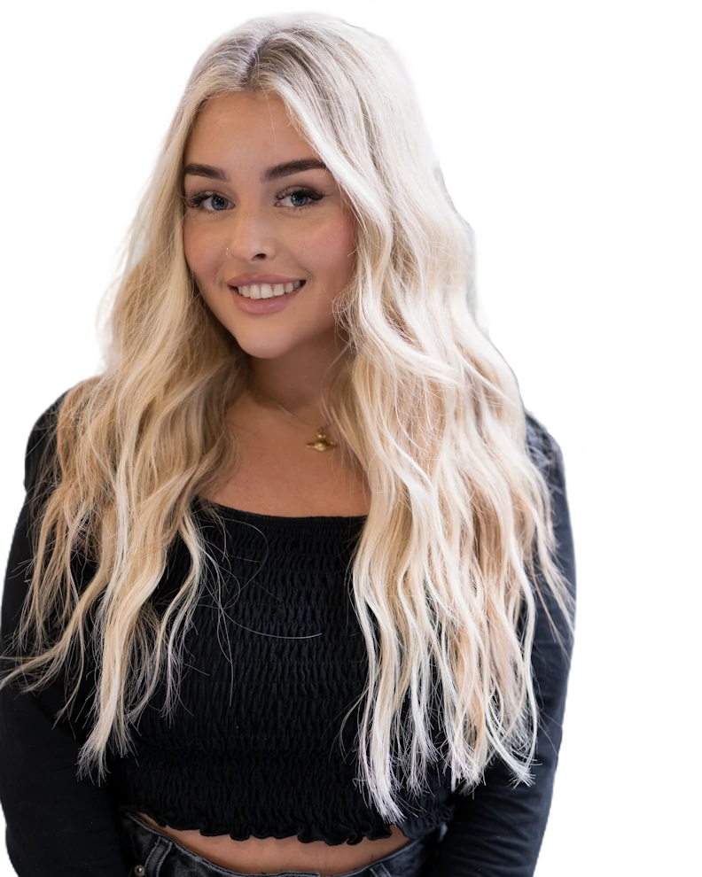 Client with blonde hair extensions.
